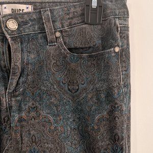 PAIGE Dark Blue Paisley Skinny Jeans